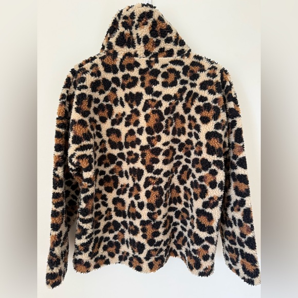 J. Crew Vintage Fleece Leopard Sherpa Jacket in Brown, Black & Cream - Picture 4 of 4